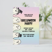 ハローウィンパーティ招待レインボーパステル幽霊 招待状 (スタンド正面)