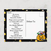 ハローウィンパーティ招待状とこうもり保持飴 ポストカード (裏面)