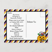 ハローウィンパーティ招待状とこうもり保持飴 ポストカード (裏面)