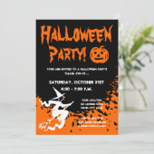 ハローウィンパーティ招待状とカボチャと魔女 招待状 (スタンド正面)