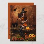 ハローウィンパーティ招待状ウィッチ 招待状 (正面/裏面)