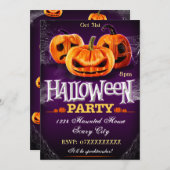 ハローウィンパーティ招待状カボチャのカスタマイズ 招待状 (正面/裏面)