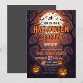 ハローウィンパーティ招待状カード | フォレ不気味ストpu 招待状 (正面/裏面)