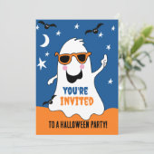 ハローウィンパーティ招待状ガス幽霊キッズカワイイ 招待状 (スタンド正面)