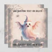 ハローウィンパーティ招待状キュート幽霊カスタム文字 招待状 (正面/裏面)