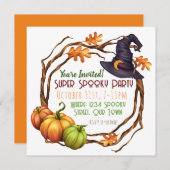 ハローウィンパーティ招待状パンプキンウィッチスクエア 招待状 (正面/裏面)