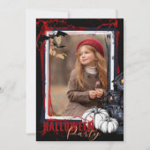 ハローウィンパーティ招待状フレームブラック（写真付） 招待状 (正面)