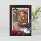 ハローウィンパーティ招待状フレームブラック（写真付） 招待状 (スタンド正面)