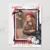 ハローウィンパーティ招待状フレームホワイト(写真付) 招待状 (正面)