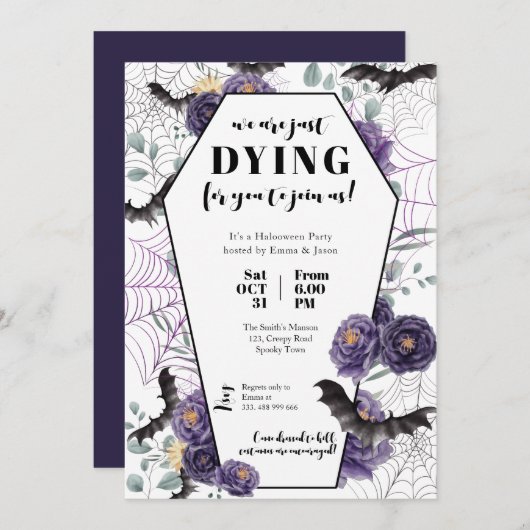 ハローウィンパーティ招待状フローラ墓 招待状 (正面/裏面)