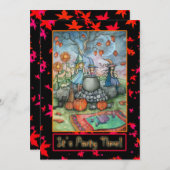 ハローウィンパーティ招待状リトルウィッチパーティー 招待状 (正面/裏面)