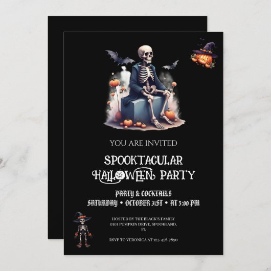 ハローウィンパーティ招待状不気味可愛い招待状 招待状 (正面/裏面)