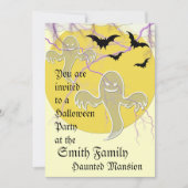 ハローウィンパーティ招待状幽霊たち,こうもり,稲妻 招待状 (正面)