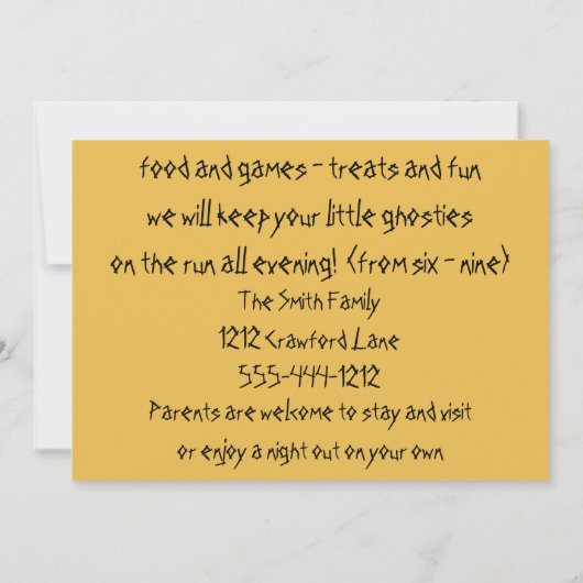 ハローウィンパーティ招待状親のデートの夜 招待状 (裏面)