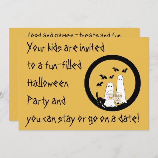 ハローウィンパーティ招待状親のデートの夜 招待状 (正面/裏面)