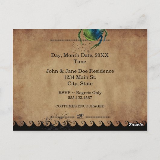 ハローウィンパーティ招待状 |エジプトの美学 ポストカード (裏面)