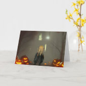 ハローウィンパーティ招待状。カード カード (黄色い花)