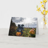 ハローウィンパーティ招待状。カード カード (黄色い花)