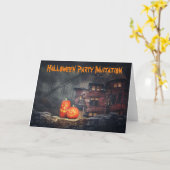 ハローウィンパーティ招待状。カード カード (黄色い花)