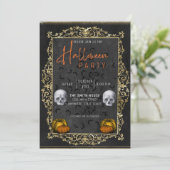 ハローウィンパーティ招待状、スカルテーマ 招待状 (スタンド正面)