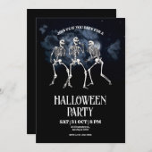 ハローウィンパーティ招待状、ハロウィーンスケルトンパーティー 招待状 (正面/裏面)