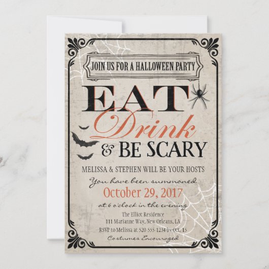 ハローウィンパーティ招待状、ハロウィーン誕生日 招待状 (正面)