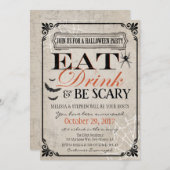 ハローウィンパーティ招待状、ハロウィーン誕生日 招待状 (正面/裏面)