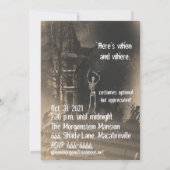 ハローウィンパーティ招待状、バイオリン付きスケルトン 招待状 (裏面)