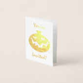 ハローウィンパーティ招待状 |パンプキ不気味ン顔 箔カード (正面)