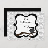 ハローウィンパーティ招待状 – フクロウ 招待状 (正面/裏面)