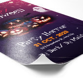 ハローウィンパーティ招待状、ホラーパーティーハロウィーン フォトプリント            (角)