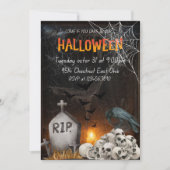 ハローウィンパーティ招待状、不気味幽霊パーティー招待状、 サンキューカード (正面)