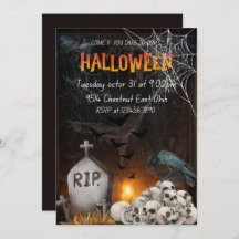 ハローウィンパーティ招待状、不気味幽霊パーティー招待状、