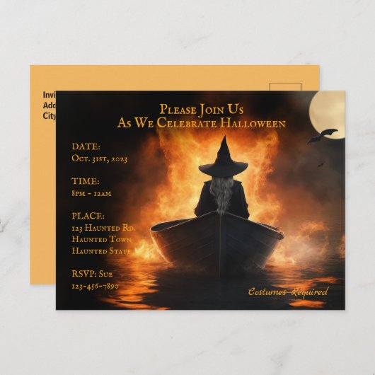 ハローウィンパーティ招待状 案内ポストカード (正面/裏面)