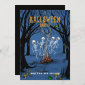 ハローウィンパーティ招待踊りスケルトン 招待状 (正面/裏面)
