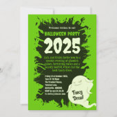 ハローウィンパーティ明るいグリーンラット怖い這い 招待状 (正面)
