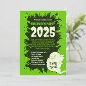 ハローウィンパーティ明るいグリーンラット怖い這い 招待状 (スタンド正面)