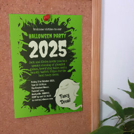 ハローウィンパーティ明るいグリーンラット怖い這い 招待状