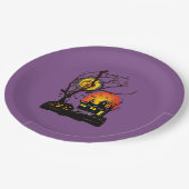 ハローウィンパーティ時間（紫） ペーパープレート (アングル)