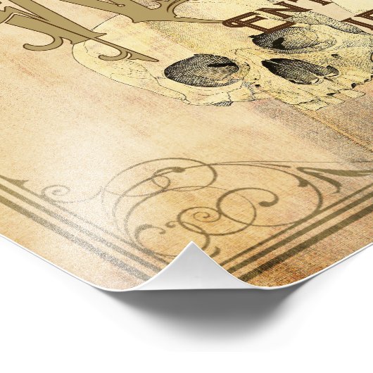 ハローウィンパーティ標識ヴィンテージスカルこうもりタイポグラフィ フォトプリント            (角)