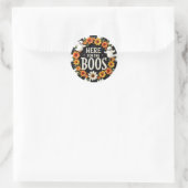 ハローウィンパーティ用品「Here for the Boos」 ラウンドシール (バッグ)