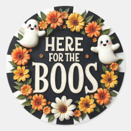 ハローウィンパーティ用品「Here for the Boos」 ラウンドシール
