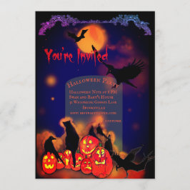 ハローウィンパーティ白熱［赤熱］光を放つカボキンズラヴェンスブラックキャット 招待状