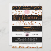 ハローウィンパーティ白黒ピンクオレンジシック 招待状 (正面)