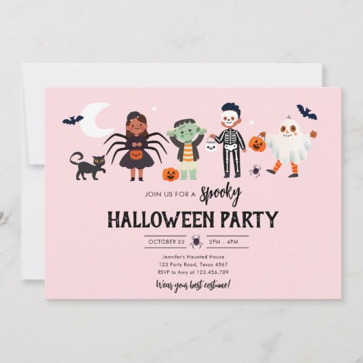 ハローウィンパーティ衣装不気味子供の誕生日 招待状 (正面)