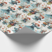 ハローウィンパーティ踊りスケルトンウィッチ ラッピングペーパー (角)