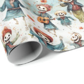 ハローウィンパーティ踊りスケルトンウィッチ ラッピングペーパー (ロールコーナー)