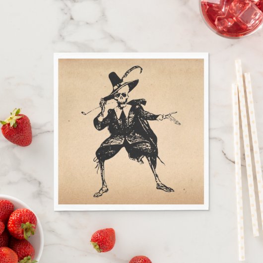 ハローウィンパーティ踊り骨格ゴシックヴィンテージ スタンダードランチョンナプキン (インサイチュ)