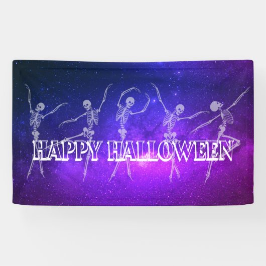 ハローウィンパーティ踊り骨格ネオンダンスパーティー 横断幕 (横)