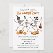 ハローウィンパーティ踊り骨格招待状 招待状 (正面)